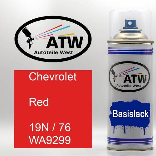 Chevrolet, Red, 19N / 76 WA9299: 400ml Sprühdose, von ATW Autoteile West.